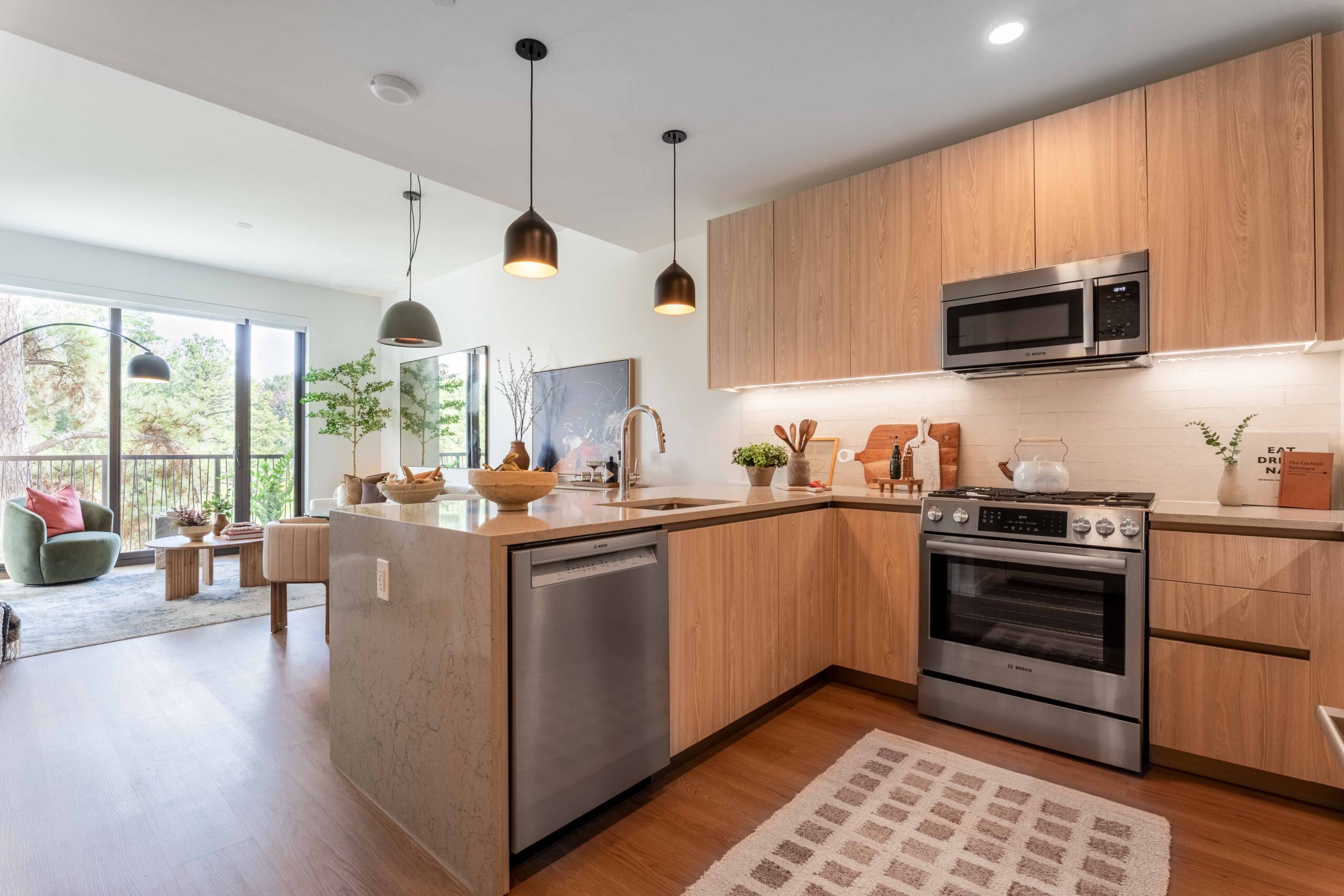 Modern kitchen with wooden cabinetry
