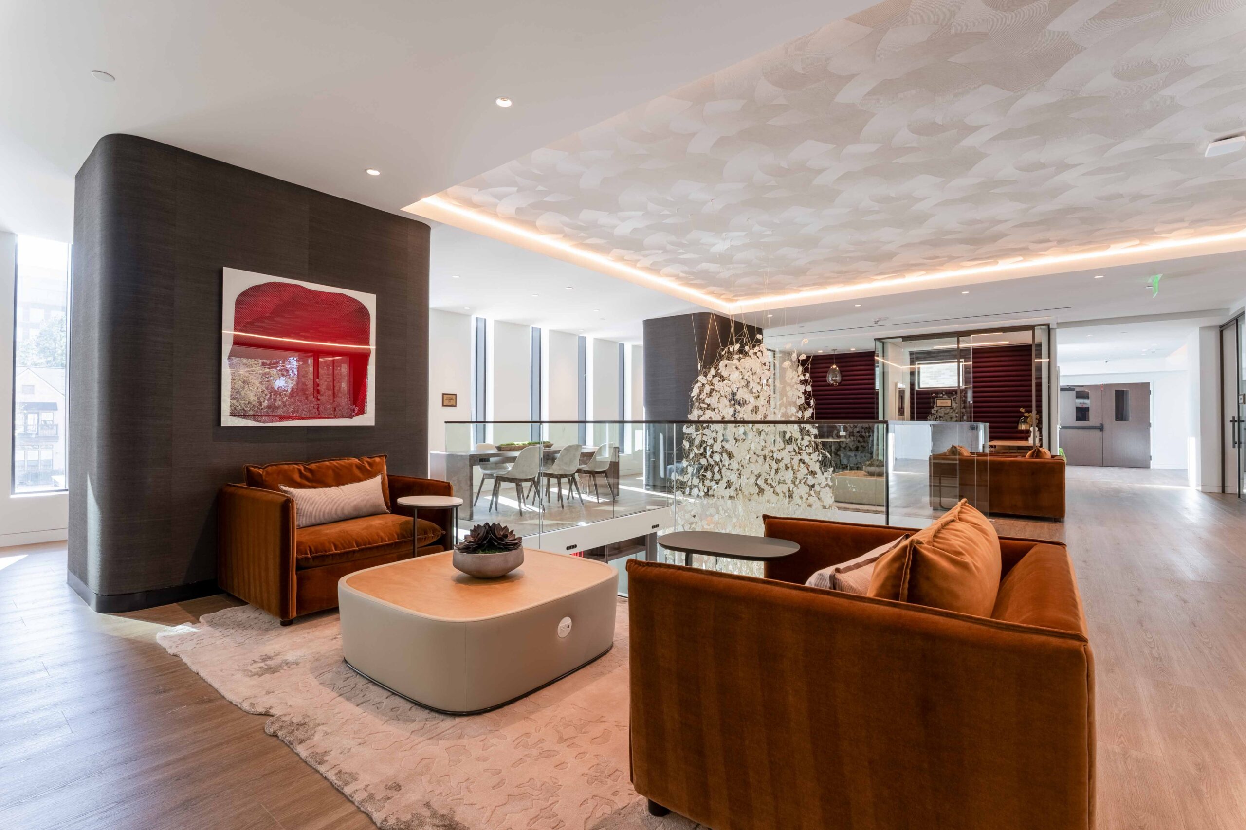 Modern lounge with stylish furniture.