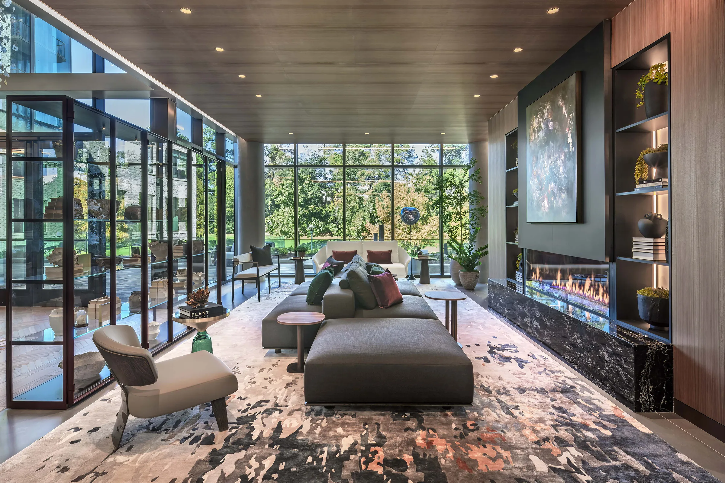 Modern lounge with cozy seating area